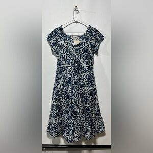 Dress Addict Jalan Dress - Indigo Flower 100-% Cotton Size Small New With Tags